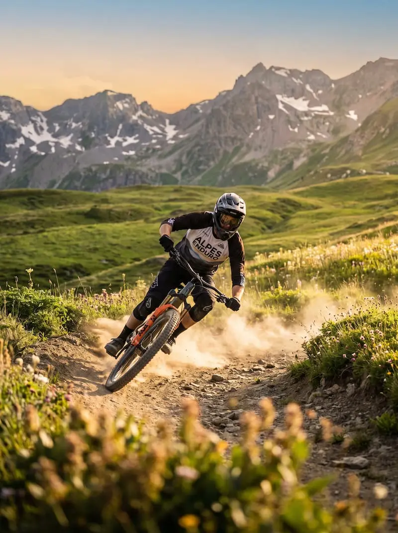 Personne faisant du VTT en montagne